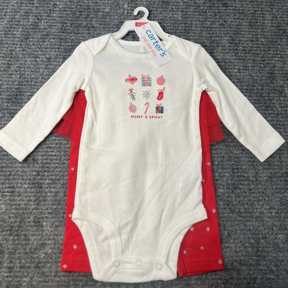 Carter’s Baby Girl Christmas 2-Piece “Merry & Bright” Outfit – Size 6M – NWT